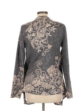 Women's Gray Floral Open Cardigan